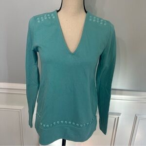 Banana Republic Women’s Teal V-Neck Shirt 3/4 Sleeves, XS 100% Cotton